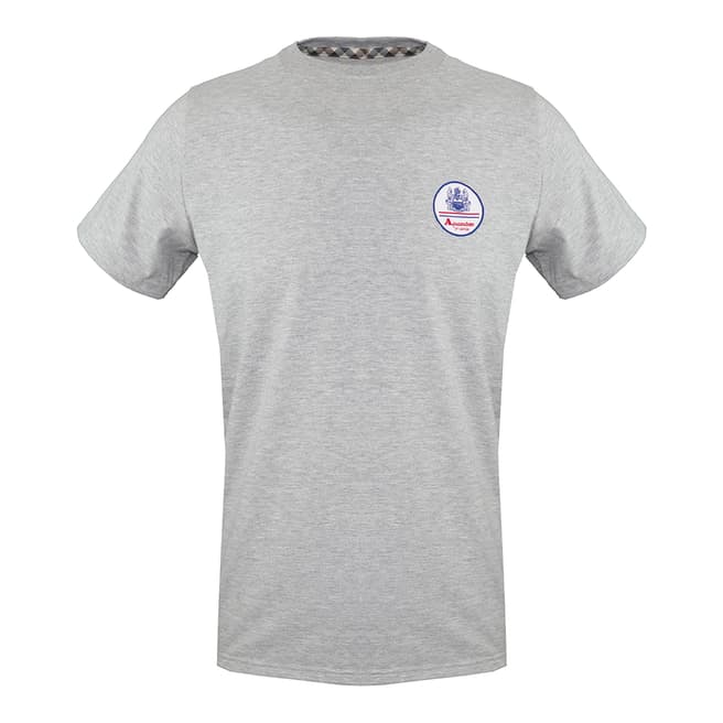 Aquascutum Grey Front Badge Cotton T-Shirt