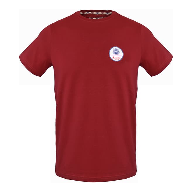 Aquascutum Red Front Badge Cotton T-Shirt