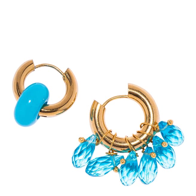 Timeless Pearly Blue Gold Mix & Match Hoop Earrings