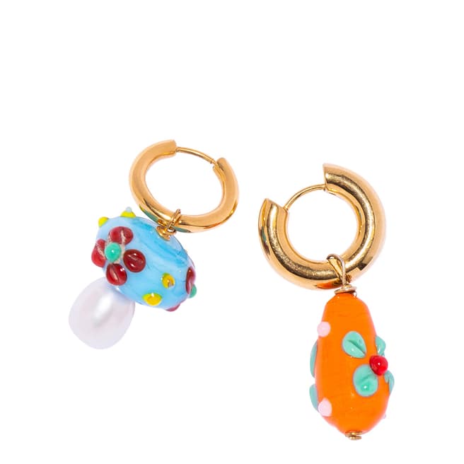 Timeless Pearly Blue Orange Mix & Match Hoop Earrings