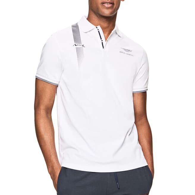 Hackett London White AMR Dynamic Lines Cotton Classic Polo