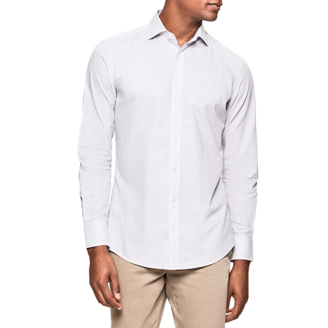 Hackett London Grey Etamine Stripe Cotton Slim Shirt