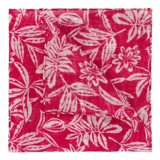 Hackett London Red Floral Linen Handkerchief