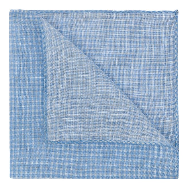 Hackett London Blue Gingham Linen Handkerchief