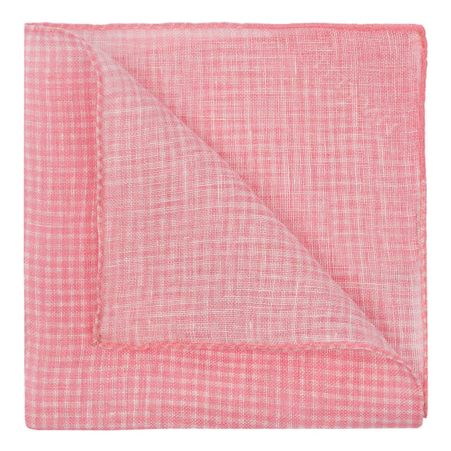 Hackett London Pink Gingham Linen Handkerchief