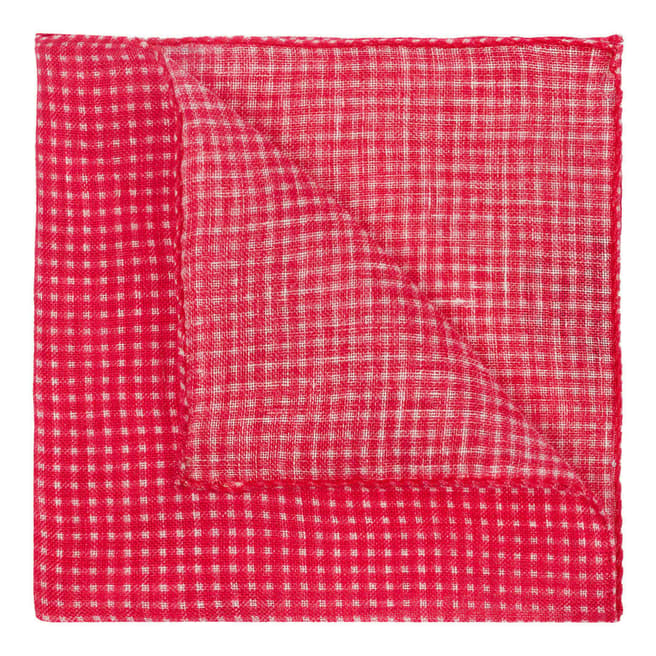 Hackett London Red Gingham Linen Handkerchief
