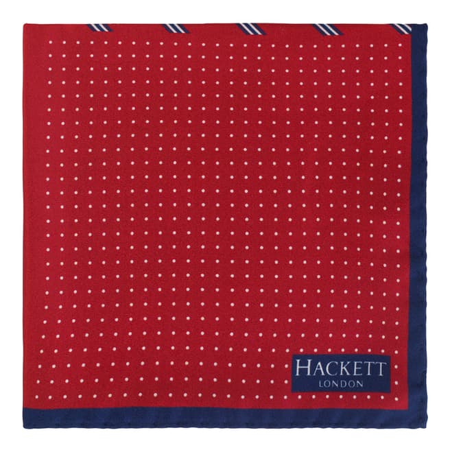 Hackett London Red Quad Silk Handkerchief