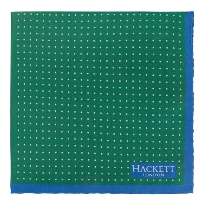 Hackett London Green Quad Silk Handkerchief