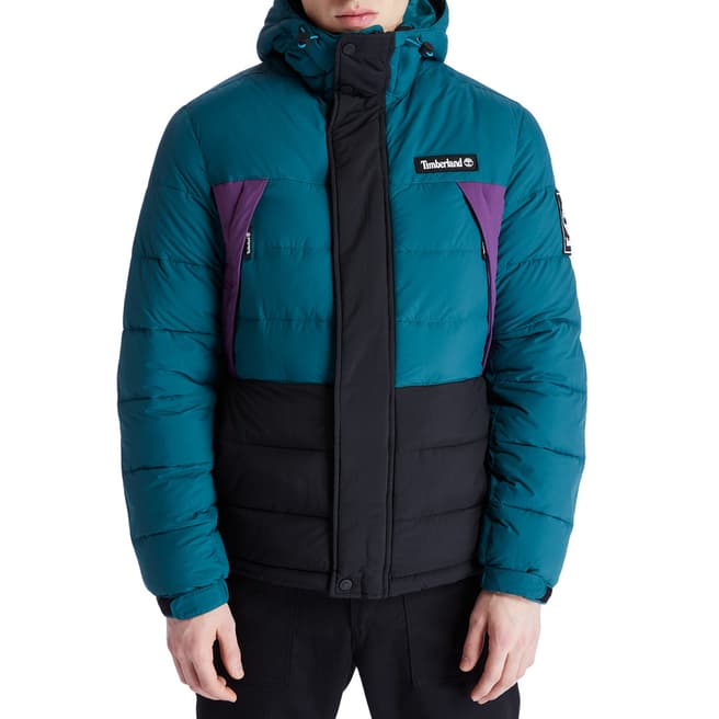 Timberland Teal Blue Hooded Puffer Jacket 