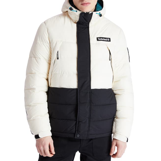 Timberland White/Black Hooded Puffer Jacket 