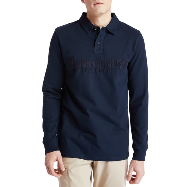 Timberland Navy Long Sleeved Polo Shirt