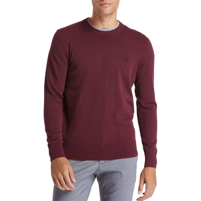 Timberland Red Ribbed Crew Neck Jumper