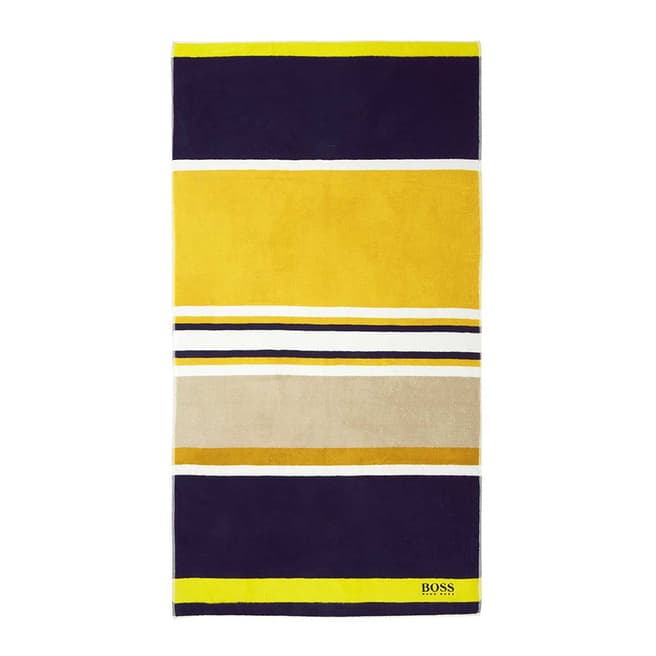 BOSS Sunray 90x170cm Beach Towel, Yellow/Navy
