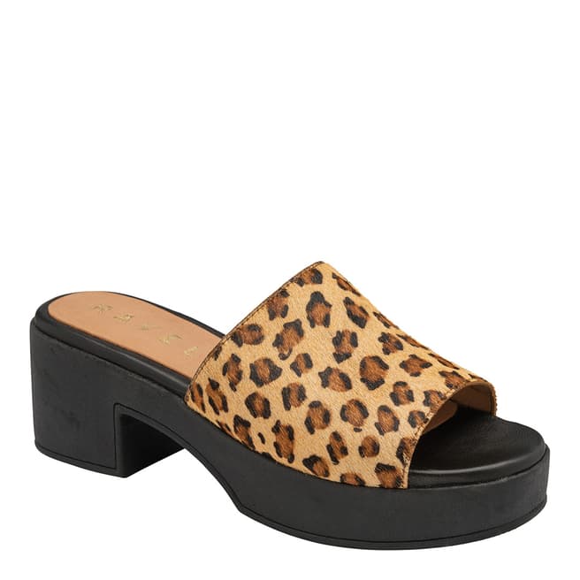 Ravel Leopard Print Paola Leather Platform Sandals
