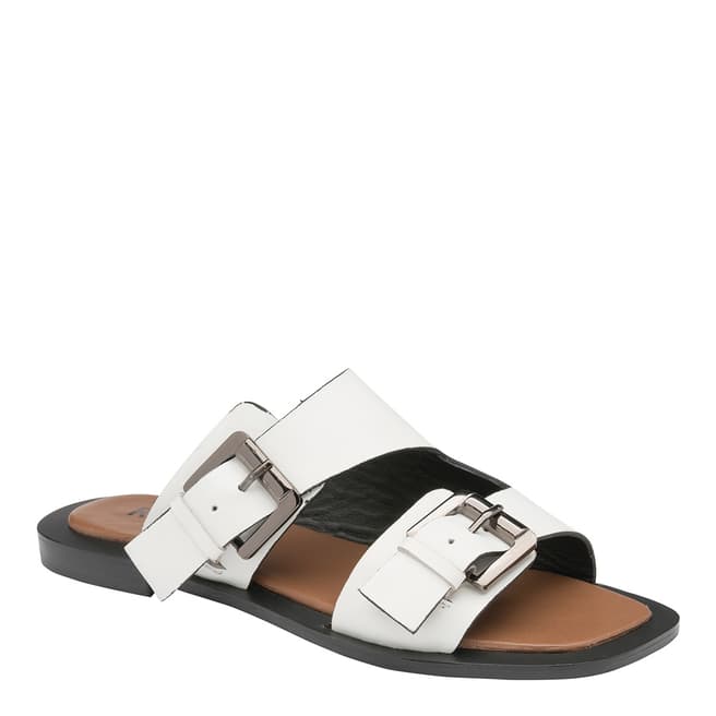 Ravel White Kintore Leather Mule Sandals