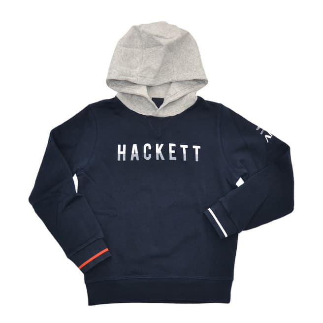 Hackett London Navy AMR Sweatshirt with Hood