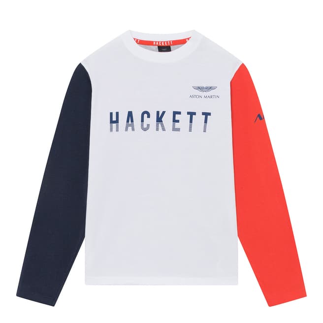 Hackett London White/Multicoloured AMR Long Sleeve Tee