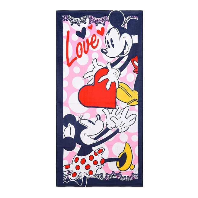 Disney Pink/Navy Mickey & Minnie Mouse Towel