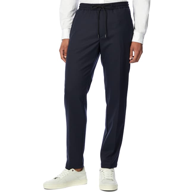 BOSS Navy Banks Wool Blend Stretch Trousers