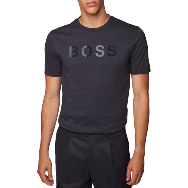 BOSS Navy Tiburt Logo Cotton T-Shirt
