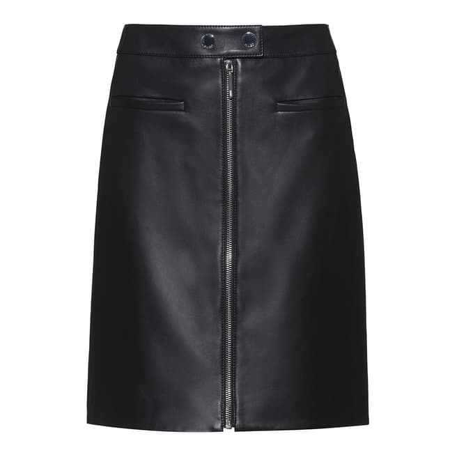 HUGO Black Latessa A-Line Leather Skirt