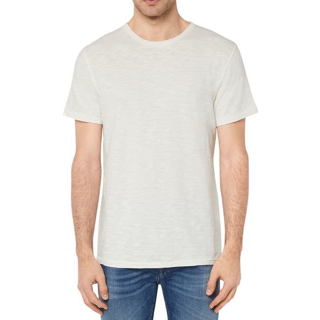 7 For All Mankind White Slub Cotton T-Shirt