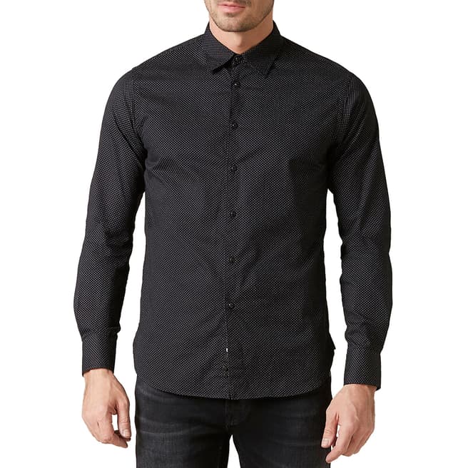 7 For All Mankind Black Dot Cotton Shirt