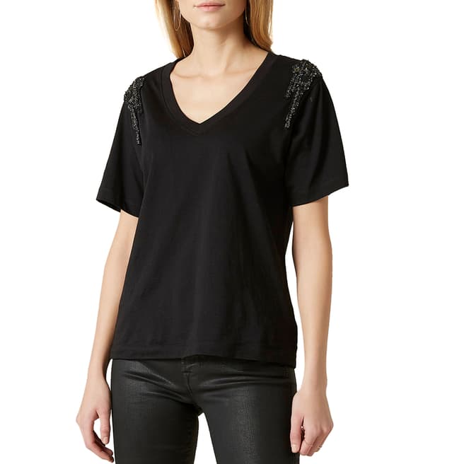 7 For All Mankind V-Neck Cascading Cotton T-Shirt