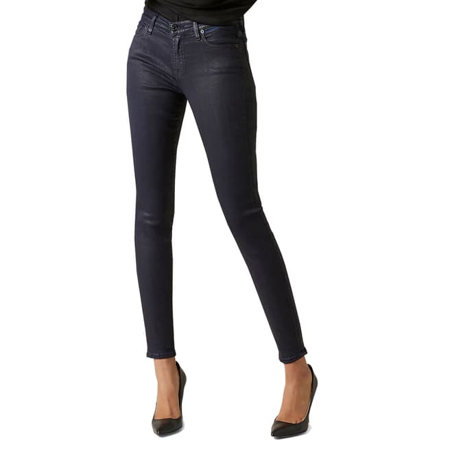 7 For All Mankind Ink Skinny Coated Illusion Stretch Jeans