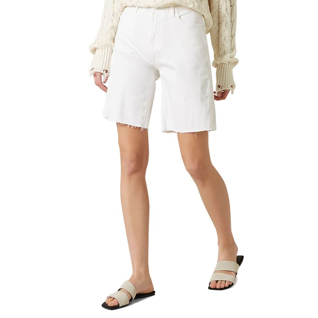 7 For All Mankind White Easy Pure Raw Cut Stretch Shorts