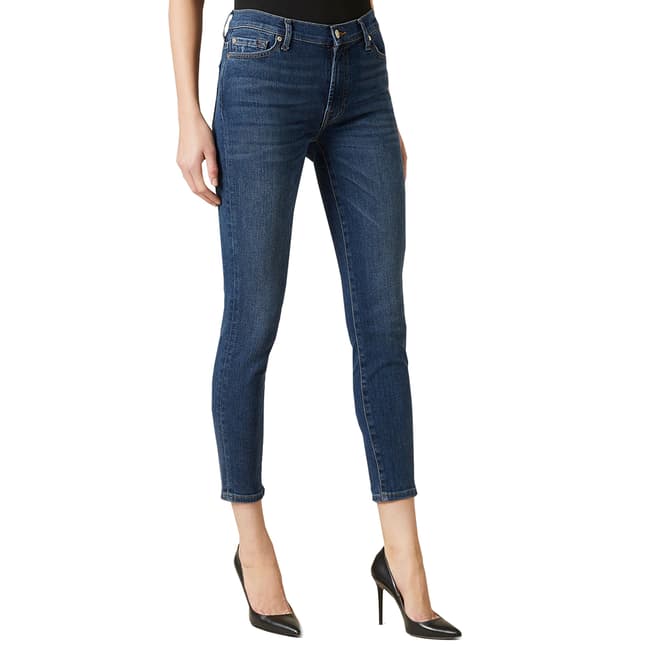 7 For All Mankind Indigo Skinny Crop Illusion Persuit Stretch Jeans
