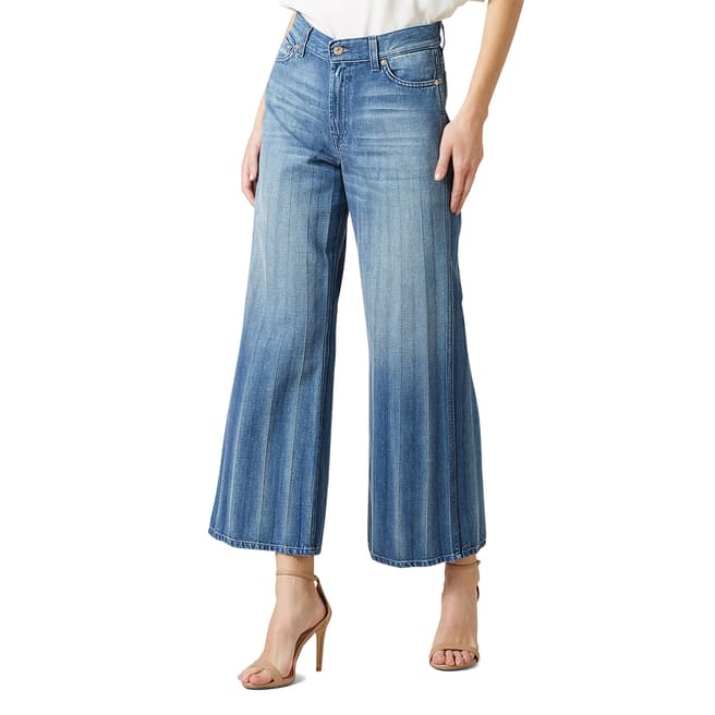 7 For All Mankind Mid Blue Unfolded Lotta Cropped Jeans