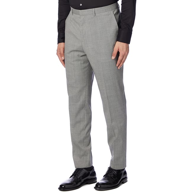 HUGO Grey German Check Slim Fit Wool Trousers