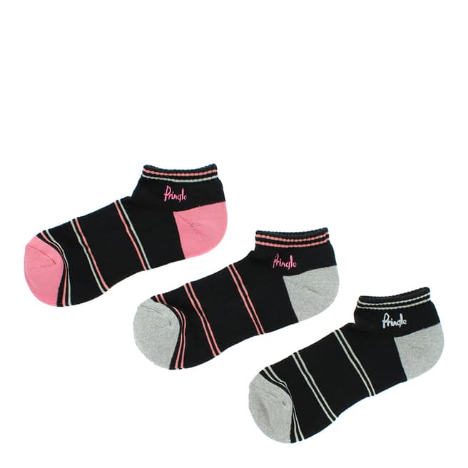 Pringle Black/Grey/Pink 3 Pack Secret Sock