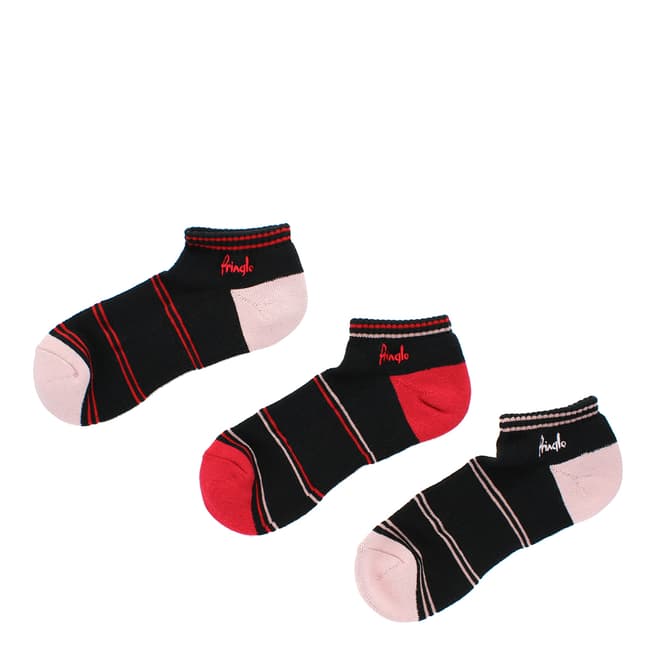 Pringle Black/Pink/Red 3 Pack Secret Sock