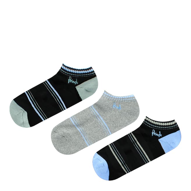 Pringle Black/Grey/Blue 3 Pack Secret Sock