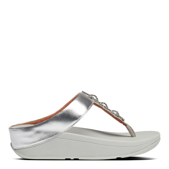 FitFlop Silver Fino Sparkle Toe Post Sandals