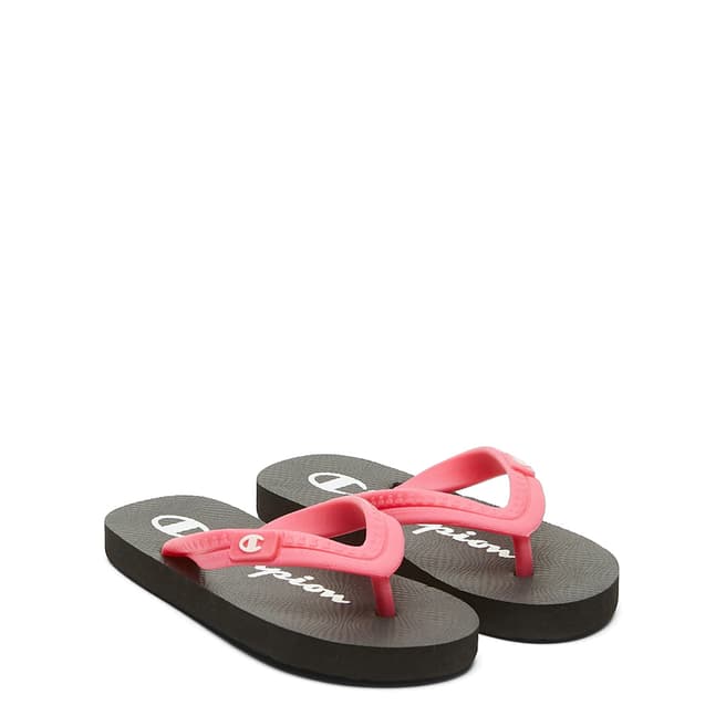 Champion Black/Pink Logo Flip Flops