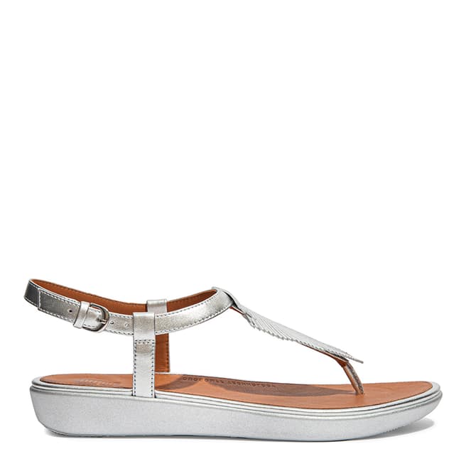 FitFlop Silver Leather Tia Feather Toe-Post Sandals
