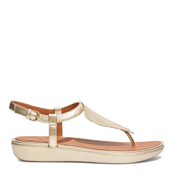 FitFlop Gold Leather Tia Feather Toe-Post Sandals