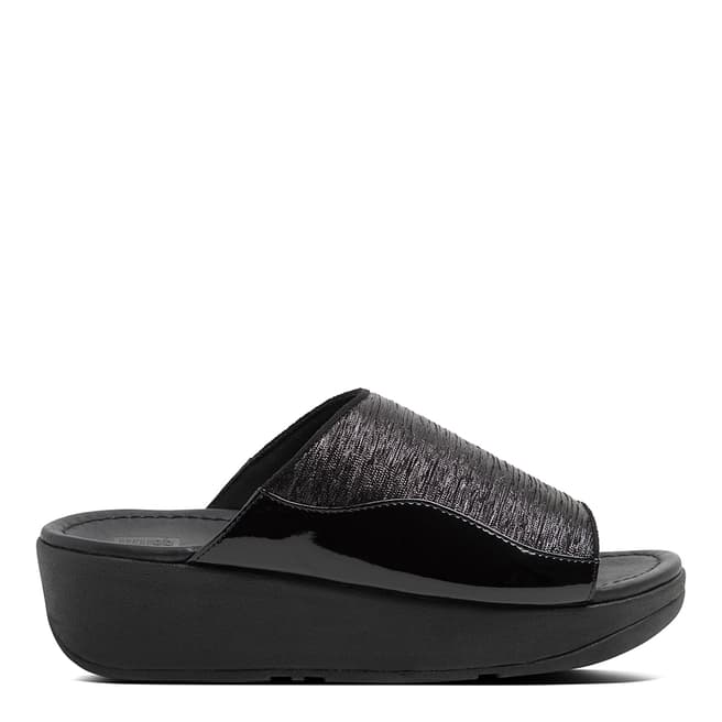 FitFlop All Black Myla Glitz Slide Sandals