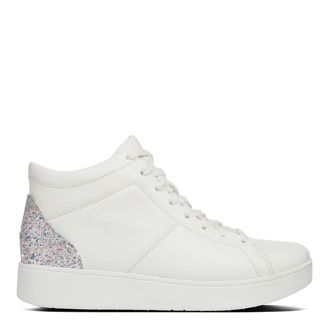 FitFlop Urban White Leather Rally Glitter High Top Sneakers