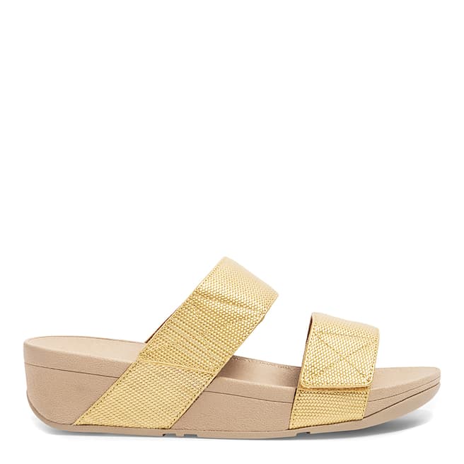 FitFlop Gold Mina Textured Glitz Slide Sandals