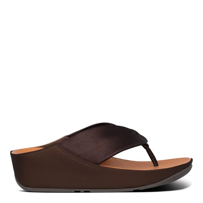 FitFlop Chocolate Metallic Leather Twist Toe-Post Sandals