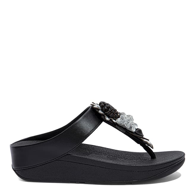 FitFlop Black Fino Flopal Cluster Toe-Post Sandals