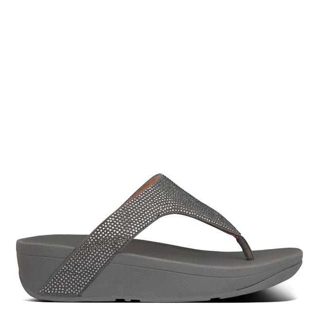 FitFlop Pewter Leather Lottie Shimmercrystal Toe-Post Sandals