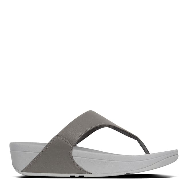 FitFlop Pewter Leather Lulu Shimmer Toe-Post Sandals