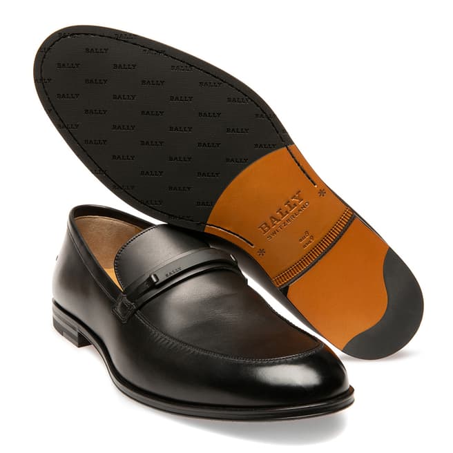 BALLY Black Leather Wendil Loafers