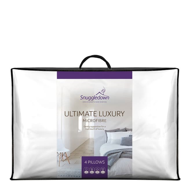 Snuggledown Ultimate Luxury Pillow, Soft Support, 4 Pack