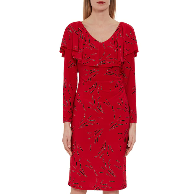 Gina Bacconi Red Suuri Frill Dress